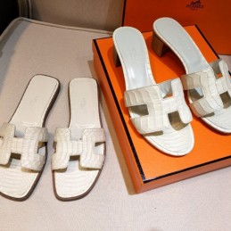 Replica Hermes White Oasis Heel Sandal