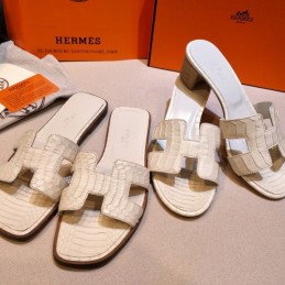 Replica Hermes White Oasis Heel Sandal