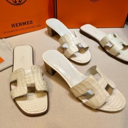 Replica Hermes White Oasis Heel Sandal