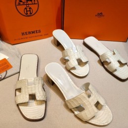 Replica Hermes White Oasis Heel Sandal