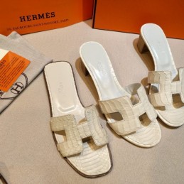 Replica Hermes White Oasis Heel Sandal