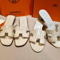 Replica Hermes White Oasis Heel Sandal