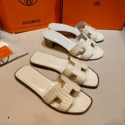 Replica Hermes White Oasis Heel Sandal