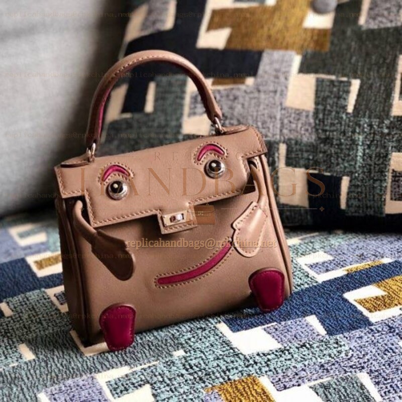 Replica Hermes Tan Red Kelly Doll Bag