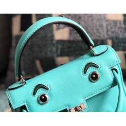 Replica Hermes Teal Kelly Doll Smooth Leather Bag