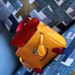 Replica Hermes Yellow Red Kelly Doll Bag