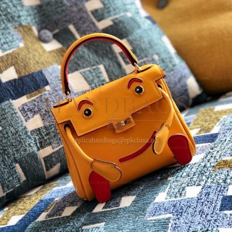 Replica Hermes Yellow Red Kelly Doll Bag