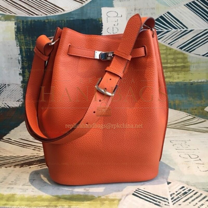 Replica Hermes Orange So Kelly 22 Textured Leather Bag