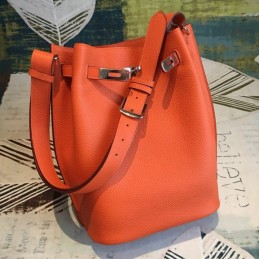 Replica Hermes Orange So Kelly 22 Textured Leather Bag