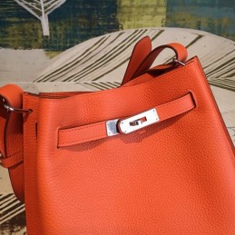 Replica Hermes Orange So Kelly 22 Textured Leather Bag