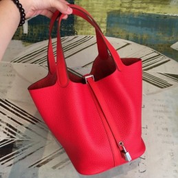 Replica Hermes Red Picotin Lock 22 Smooth Leather Bag
