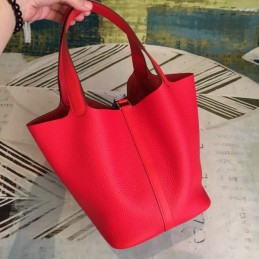 Replica Hermes Red Picotin Lock 22 Smooth Leather Bag