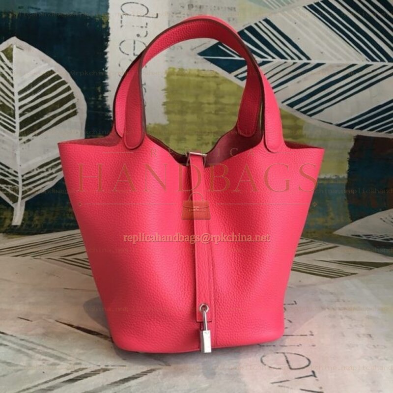 Replica Hermes Red Picotin Lock 22 Textured Leather Bag