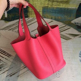 Replica Hermes Red Picotin Lock 22 Textured Leather Bag