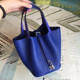 Replica Hermes Cobalt Blue Picotin Lock 22 Smooth Leather Bag