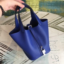 Replica Hermes Blue Picotin Lock 22 Textured Leather Bag