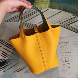 Replica Hermes Yellow Picotin Lock 22 Smooth Leather Bag