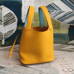 Replica Hermes Yellow Picotin Lock 22 Smooth Leather Bag