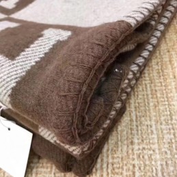 Replica Hermes Brown and Gray Avalon H Wool Cashmere Blanket
