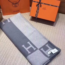 Replica Hermes Gray Avalon H Wool Cashmere Blanket