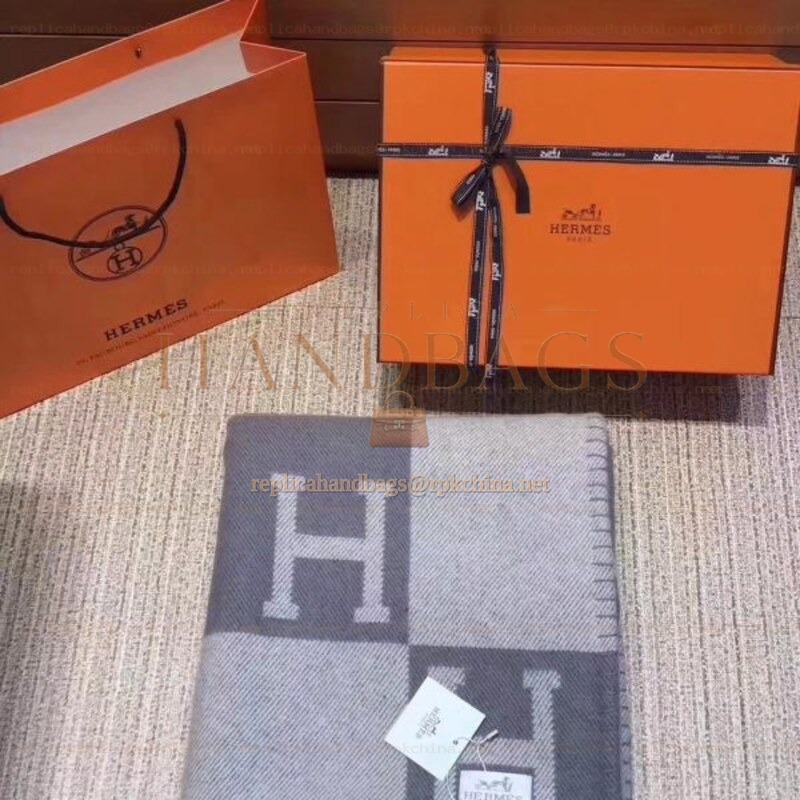 Replica Hermes Gray Avalon H Wool Cashmere Blanket