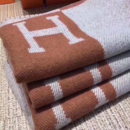 Replica Hermes Camel and Beige Avalon H Wool Cashmere Blanket