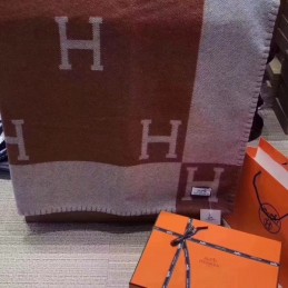 Replica Hermes Camel and Beige Avalon H Wool Cashmere Blanket