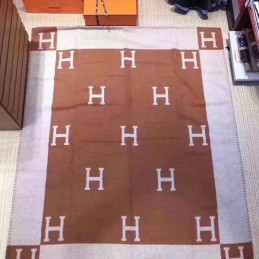 Replica Hermes Camel and Beige Avalon H Wool Cashmere Blanket