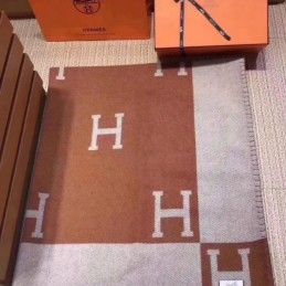 Replica Hermes Camel and Beige Avalon H Wool Cashmere Blanket
