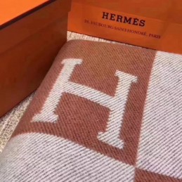 Replica Hermes Camel and Beige Avalon H Wool Cashmere Blanket