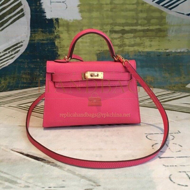 Replica Hermes Pink Kelly Mini 20 Shoulder Strap Bag