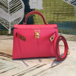 Replica Hermes Pink Kelly Mini 20 Shoulder Strap Bag
