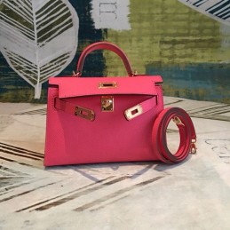 Replica Hermes Pink Kelly Mini 20 Shoulder Strap Bag