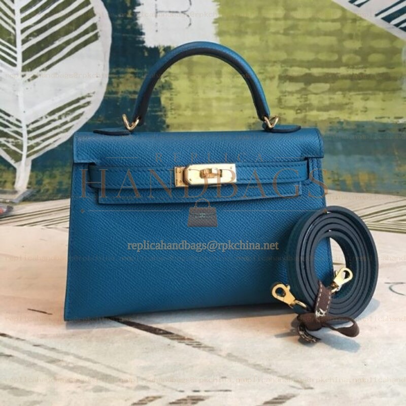 Replica Hermes Blue Green Kelly Mini 20 Bag