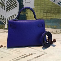 Replica Hermes Blue Kelly Mini 20 Smooth Leather Bag