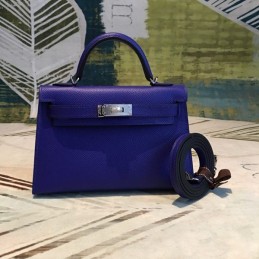 Replica Hermes Blue Kelly Mini 20 Smooth Leather Bag