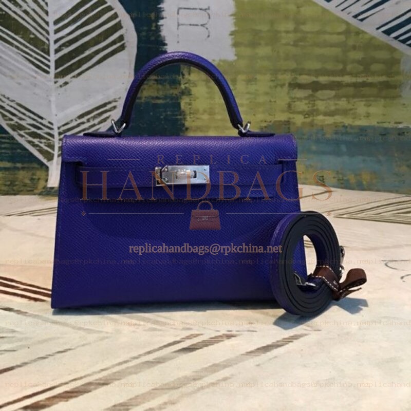 Replica Hermes Blue Kelly Mini 20 Smooth Leather Bag