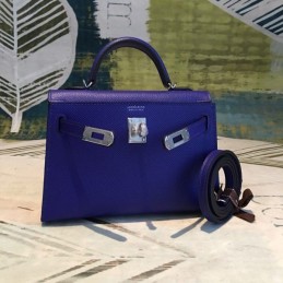 Replica Hermes Blue Kelly Mini 20 Smooth Leather Bag