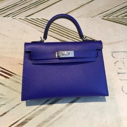 Replica Hermes Blue Kelly Mini 20 Smooth Leather Bag