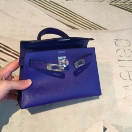 Replica Hermes Blue Kelly Mini 20 Smooth Leather Bag
