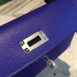 Replica Hermes Blue Kelly Mini 20 Smooth Leather Bag