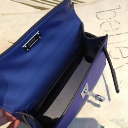 Replica Hermes Blue Kelly Mini 20 Smooth Leather Bag