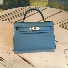 Replica Hermes Light Blue Kelly Mini 20 Bag