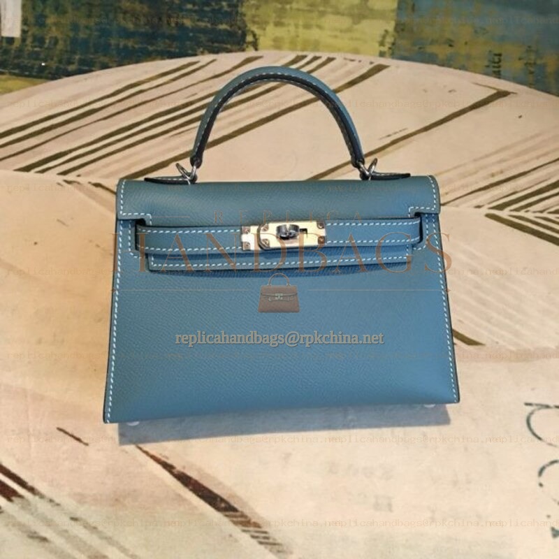 Replica Hermes Light Blue Kelly Mini 20 Bag