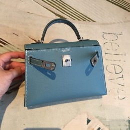 Replica Hermes Light Blue Kelly Mini 20 Bag