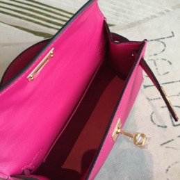 Replica Hermes Pink Kelly Mini 20 Textured Leather Bag