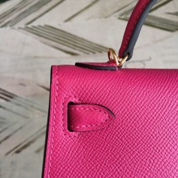 Replica Hermes Pink Kelly Mini 20 Textured Leather Bag