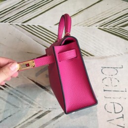 Replica Hermes Pink Kelly Mini 20 Textured Leather Bag