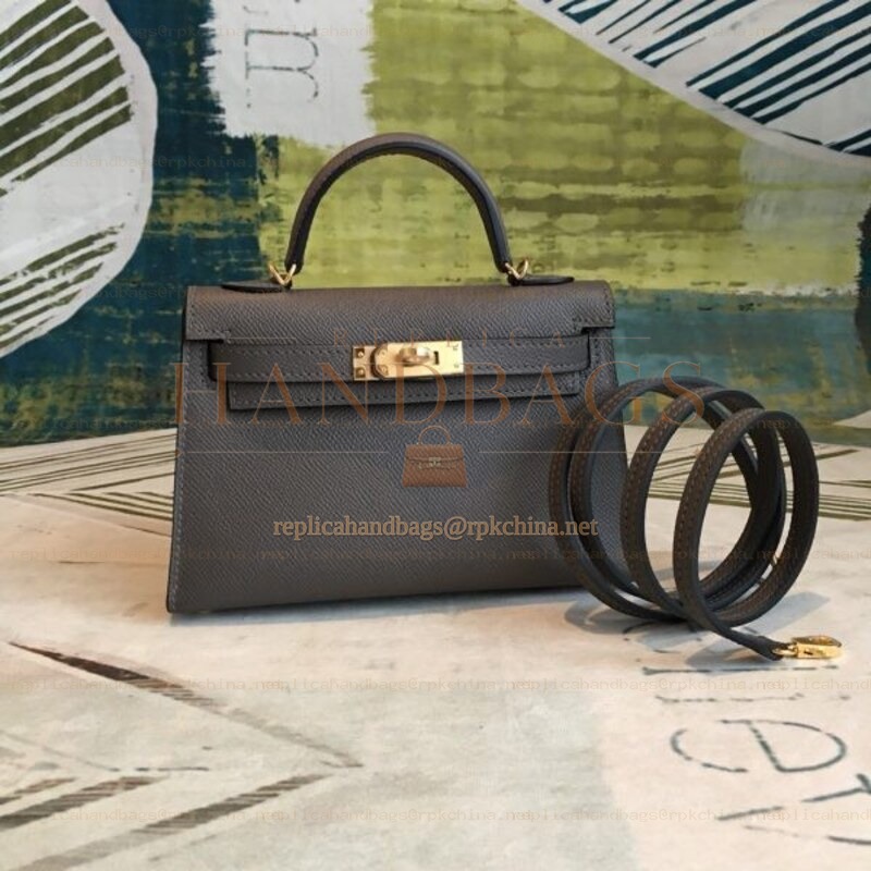 Replica Hermes Black Green Kelly Mini 20 Bag