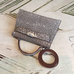 Replica Hermes Gray White Print Kelly Mini 20 Bag